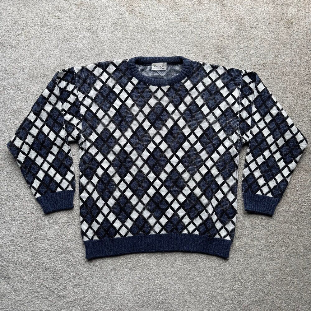 Vintage Protege Made In Usa Argyle Diamond Pattern Sweater